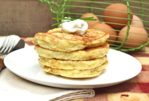 Perfectly Simple & Delicious Egg and Cheese Pancakes / Griddlecakes | Savory Pancakes | Quick, Easy, Different Egg Breakfast | craftycookingmama.com