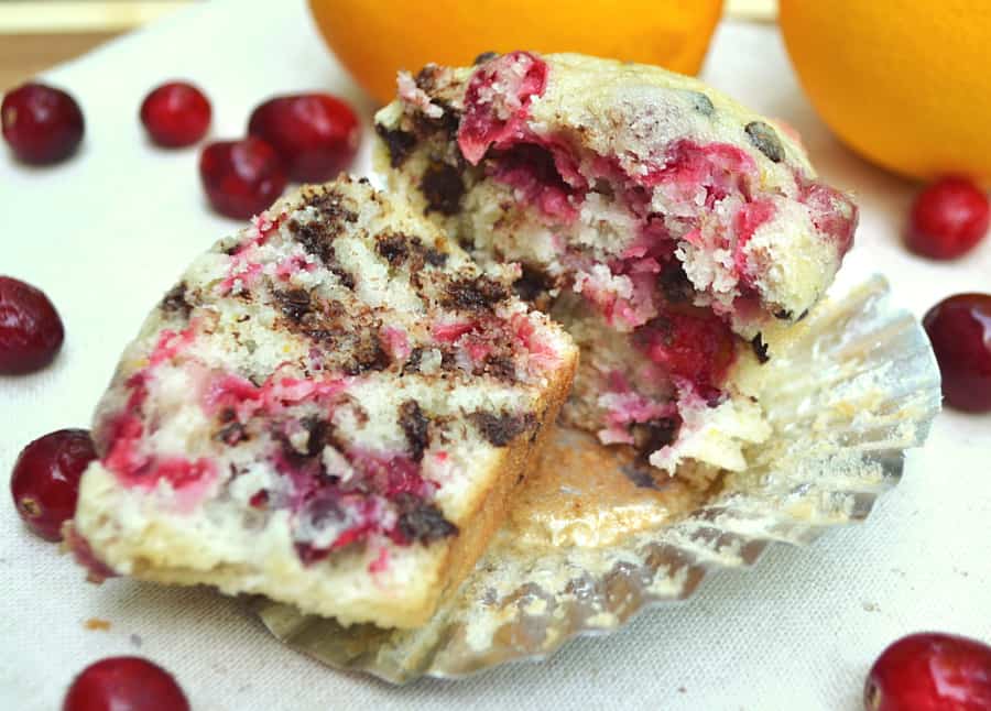 Moist Fresh Cranberry Orange Chocolate Chip Muffins | Quick, Delicious, Easy to Make | craftycookingmama.com