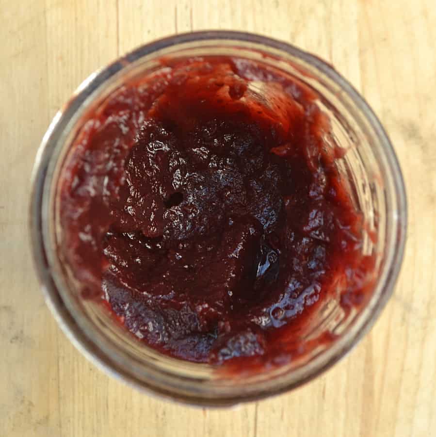Cranberry Butter (jam) made in the crockpot | Creamy & smooth - bright, bold, sweet & tart | Delicious condiment | www.craftycookingmama.com