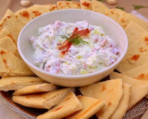 Greek Gyro Dip | Substitute Dried Chipped Beef for Shaved Lamb | Who doesn't love a gyro drenched in tzhaki sauce? A simple & authentic tasting recipe | www.craftycookingmama.com
