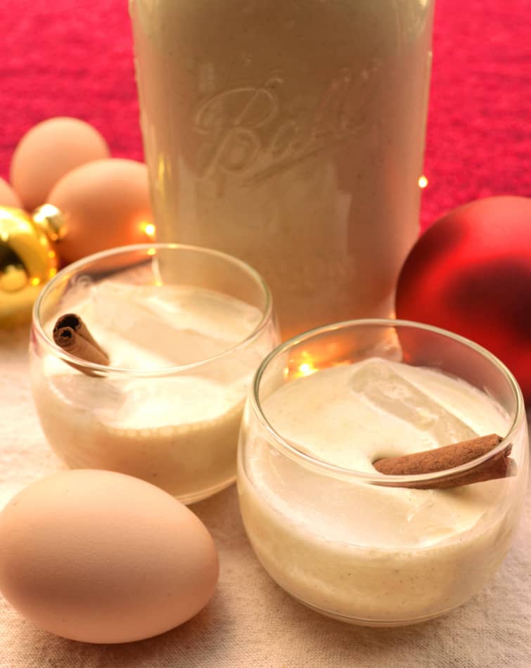 Boozy Eggnog made without the raw eggs | Enjoy this thick, creamy & delicious drink made with heated eggs, cream, brandy and rum | A holiday favorite | www.craftycookingmama.com