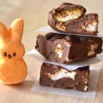 Chocolate Peanut Butter Marshmallow Peeps Fudge | Easy & Effortless - made in microwave & takes less then 5 minutes | Creamy & delicious | www.craftycookingmama.com