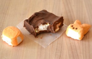Chocolate Peanut Butter Marshmallow Peeps Fudge | Easy & Effortless - made in microwave & takes less then 5 minutes | Creamy & delicious | www.craftycookingmama.com
