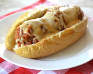 Family Favorite Meatball Sandwich with Red Sauce | Quick, Easy & Delicious | www.craftycookingmama.com