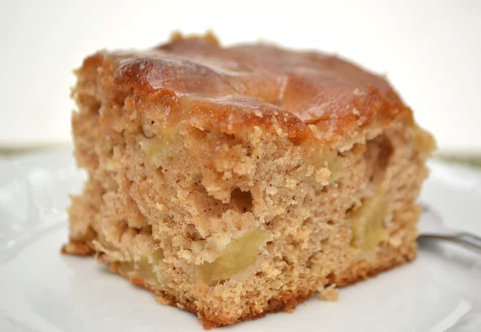 A light & fluffy apple cake with a sweet buttery caramel glaze. Easy, simple & delicious | www.craftycookingmama.com