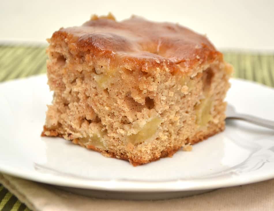 A light & fluffy apple cake with a sweet buttery caramel glaze. Easy, simple & delicious | www.craftycookingmama.com