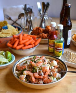 Spanish Seafood Salad with shrimp, crab, octopus, veggies & olives. Loaded with fresh, bold flavor & just the right amount of heat | www.craftycookingmama.com