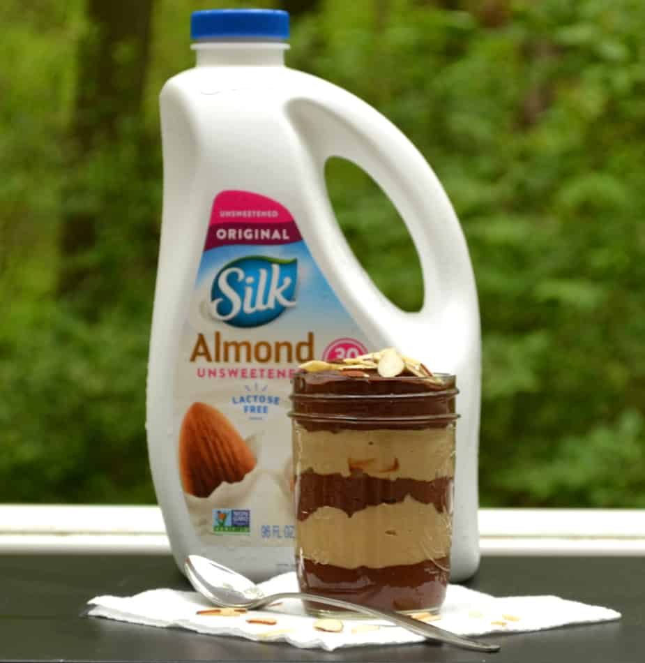 Dairy-free, Vegan Homemade Chocolate & Peanut Butter Pudding Parfait made with Silk Almond Milk & simple on hand ingredients | www.craftycookingmama.com