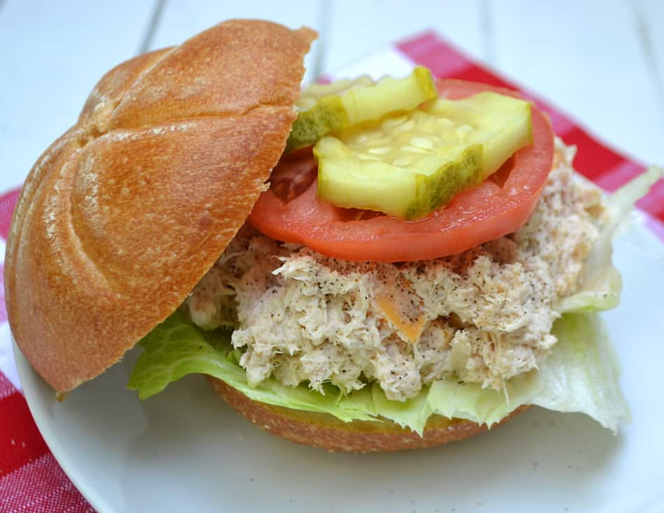 Chunky Cheesy Tuna Salad | Makes a great sandwich or dip | www.craftycookingmama.com