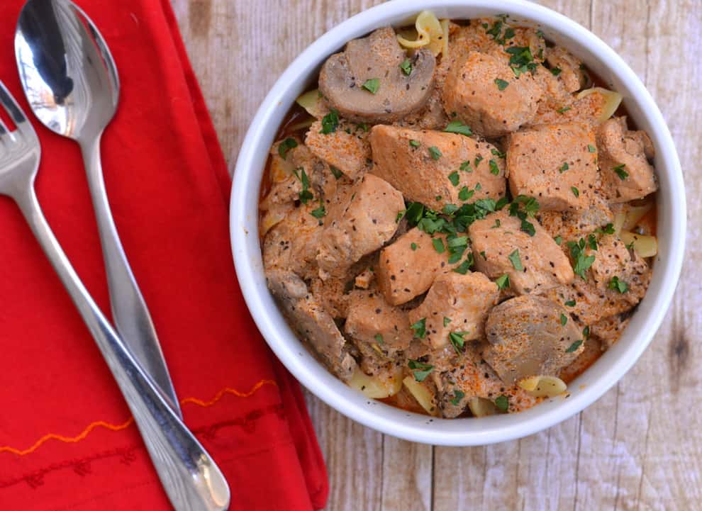 Hungarian Pork Paprikash | Tender Pork Chunks in a Rich, Creamy, Flavorful Sauce | www.craftycookingmama.com