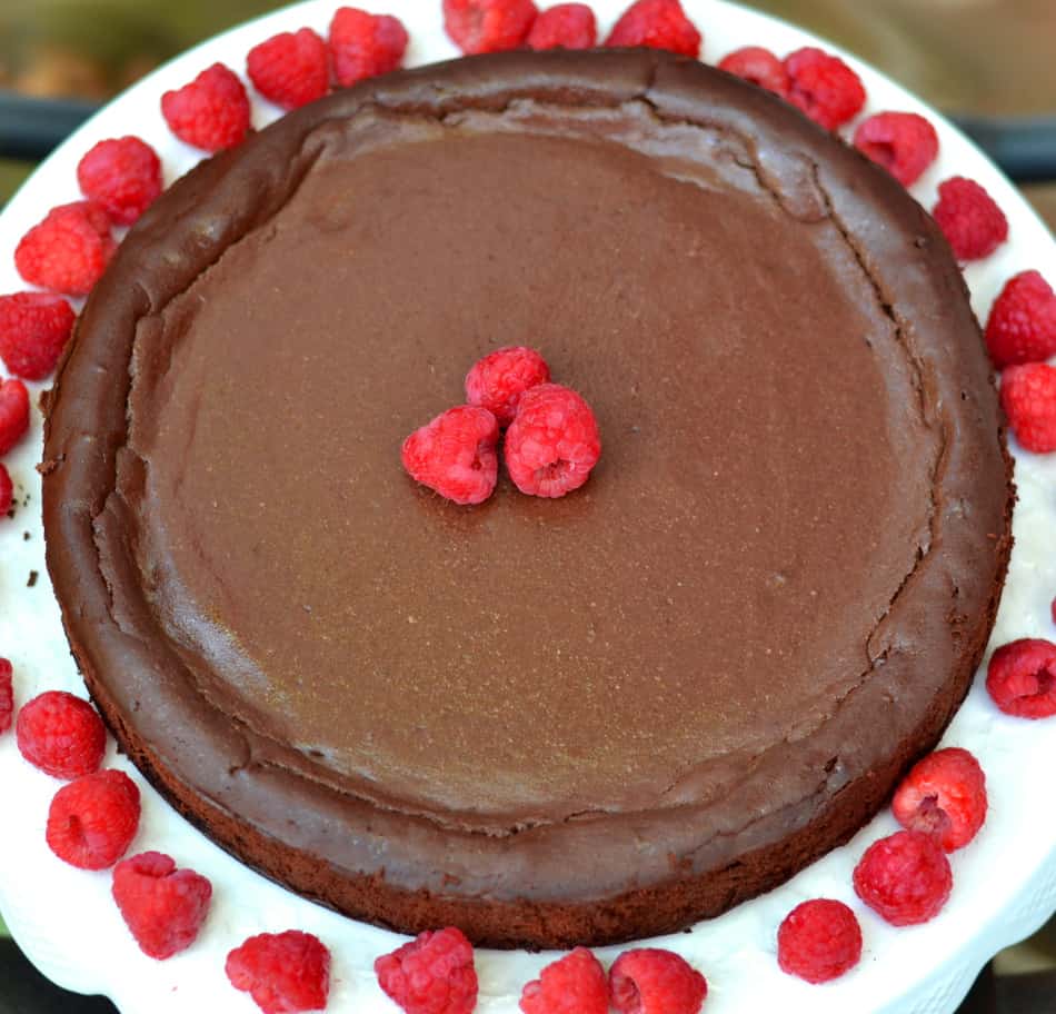 Chocolate Ricotta Cheesecake with Raspberries