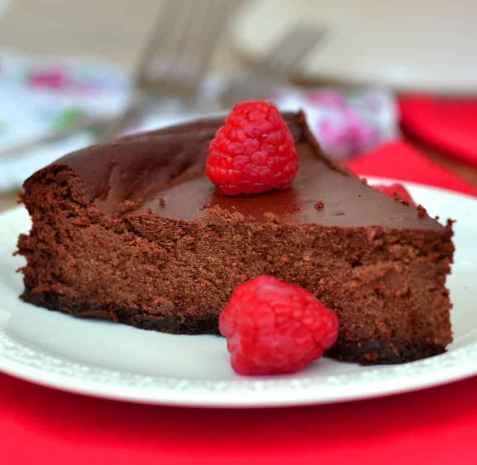 Dark Chocolate Ricotta Cheesecake with Raspberries