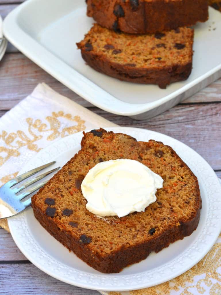 Carrot Raisin Bread Topped With Cream Cheese