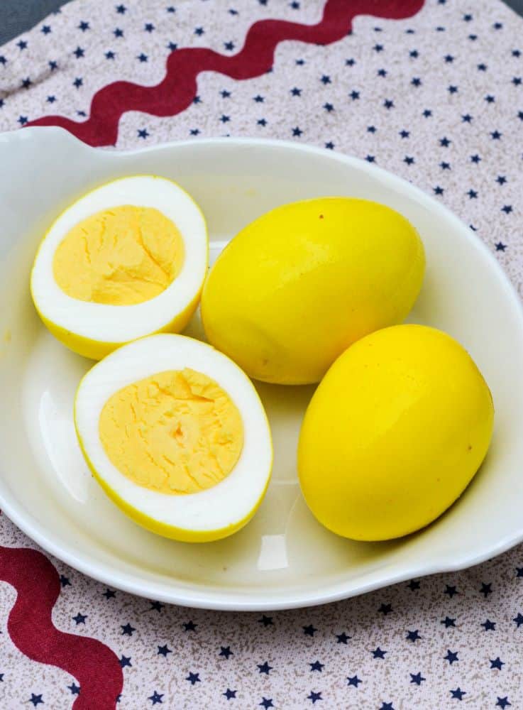 Sweet and Sour Hardboiled Pickled Eggs Cut In half