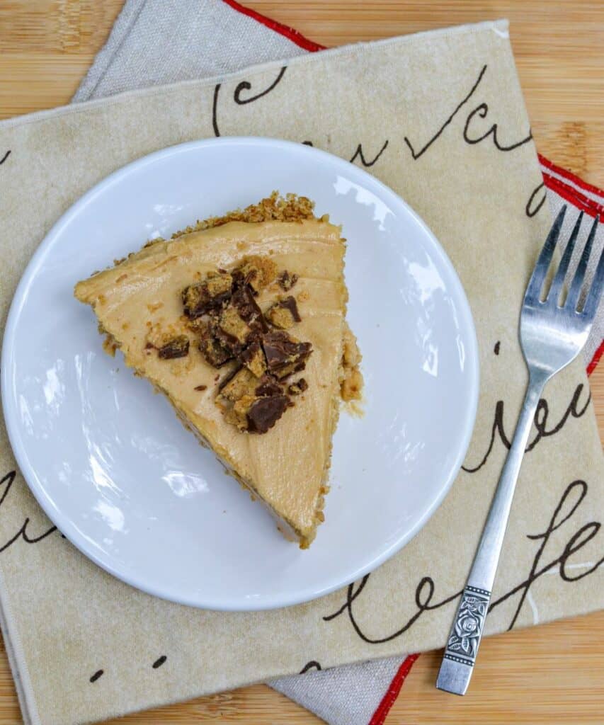 Slice of Peanut Butter Pretzel Pie with Peanut Butter Cups On Top